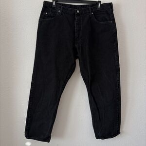 Wrangler Jeans Mens 40x30 Cowboy Cut Relaxed Fit Black Denim Western